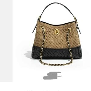 Commense Tan and Black Woven Shoulder Bag